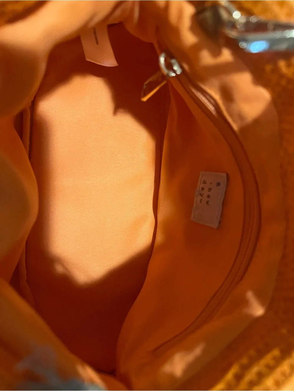 NWT- a new day Orange Woven Shoulder Bag with Tortoiseshell Chain